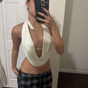 Garage White Halter Crop Top